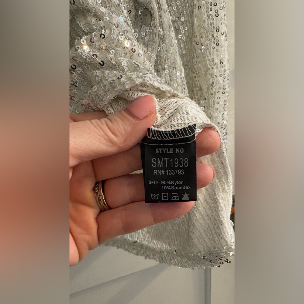 Pol Sequin Button Down Size Medium - image 3